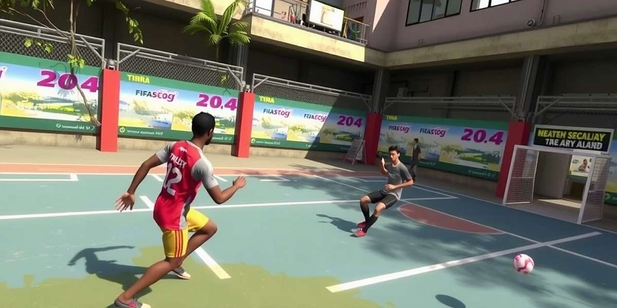 FIFA Street 4 - Mumbai Chawl Court FIFA Street 4 gameplay in Mumbai Chawl Court arena showing Indian street football environment